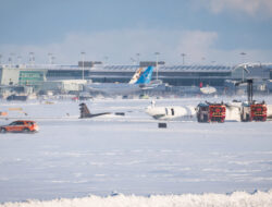 Delta jet crashes at Toronto Pearson Airport in Canada; emergency crews responding as plane flips upside down